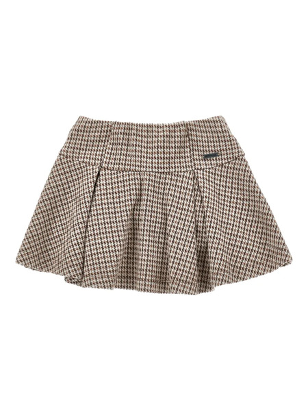  Monnalisa Houndstooth Pleated Mini Skirt - Neutrals 