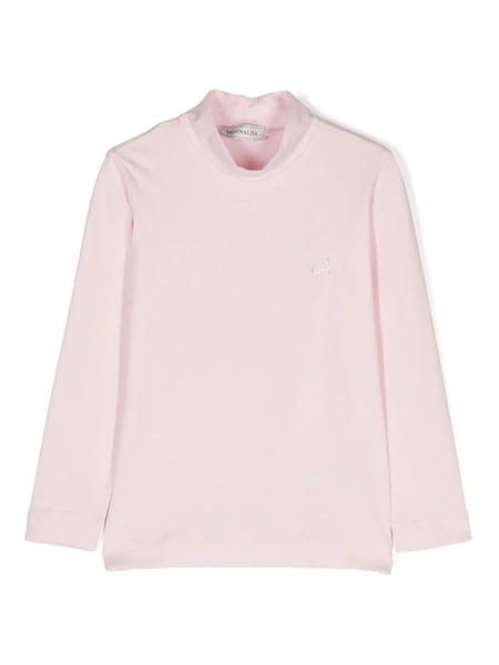  Monnalisa Logo-embellished Mock-neck Top - Pink 