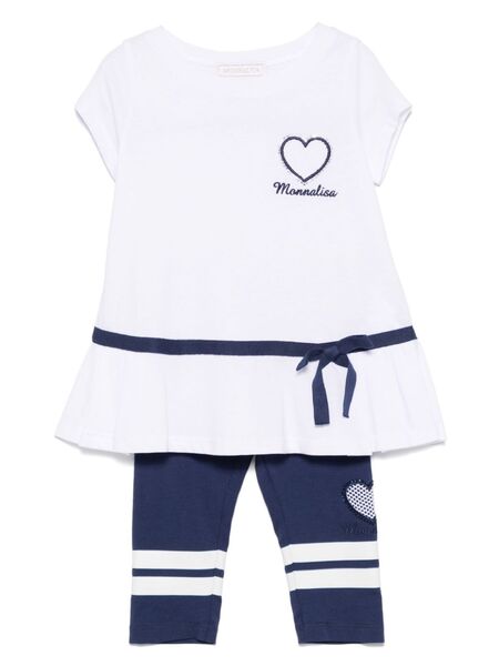  Monnalisa Logo-embroidered Leggings Set - Blue 