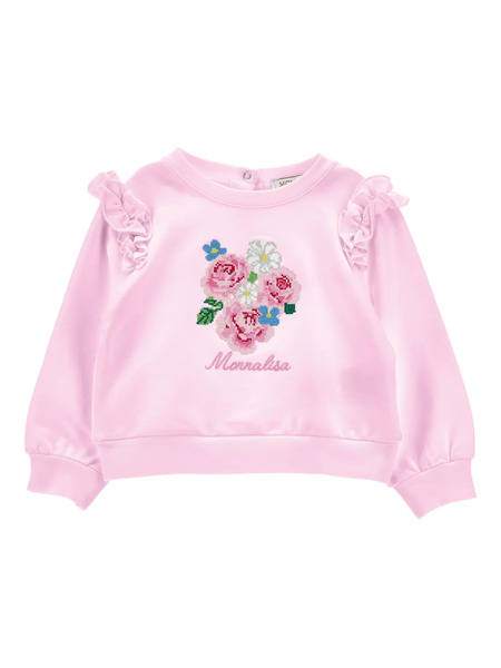  Monnalisa Logo-embroidered Sweatshirt - Pink 