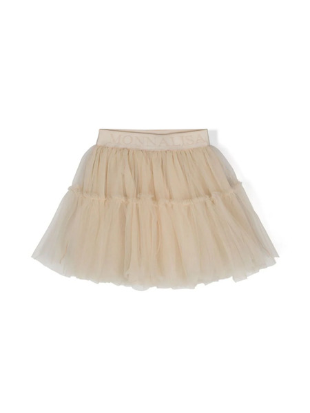  Monnalisa Logo-waistband Tulle Tutu - Neutrals 