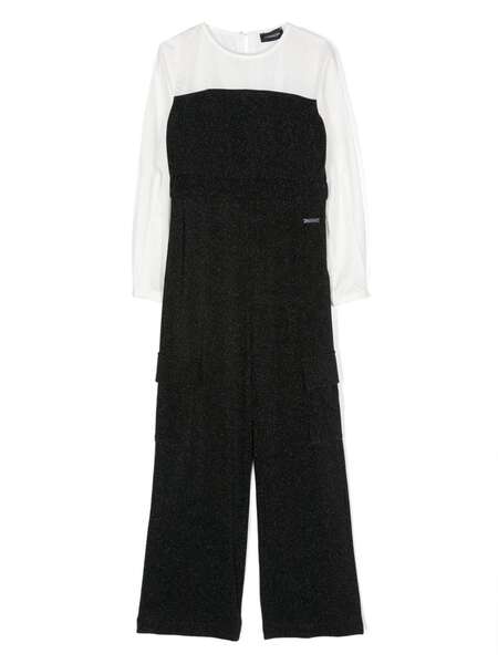  Monnalisa Lurex Cargo Jumpsuit - Black 