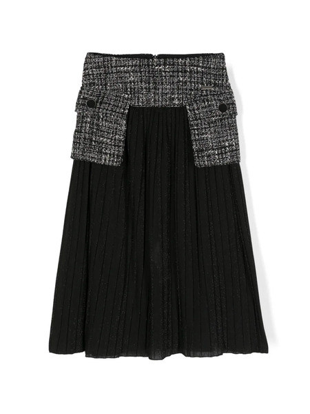  Monnalisa Lurex Maxi Pleated Skirt - Black 