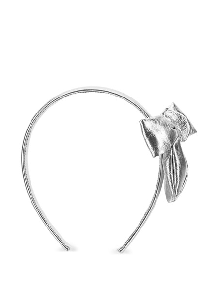  Monnalisa Metallic Bow-detail Headband - Silver 