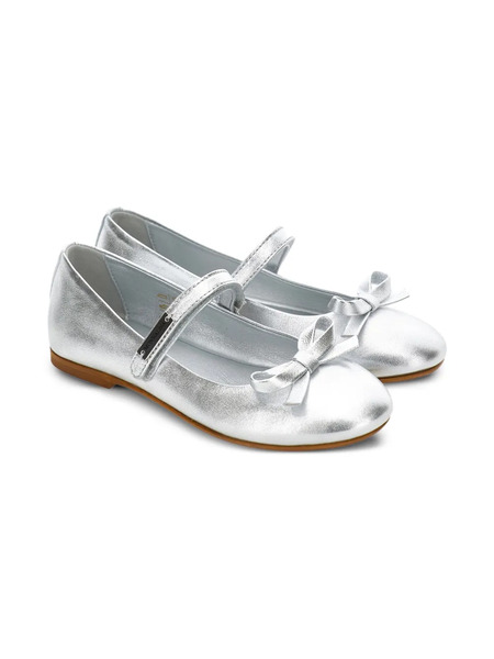  Monnalisa Metallic-leather Ballet Flats - Silver 