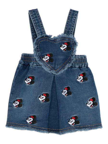  Monnalisa Mickey-mouse Heart-shaped Denim Romper - Blue 