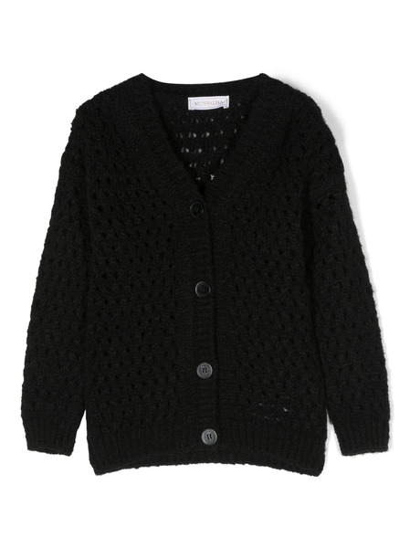  Monnalisa Open-knit Cardigan - Black 