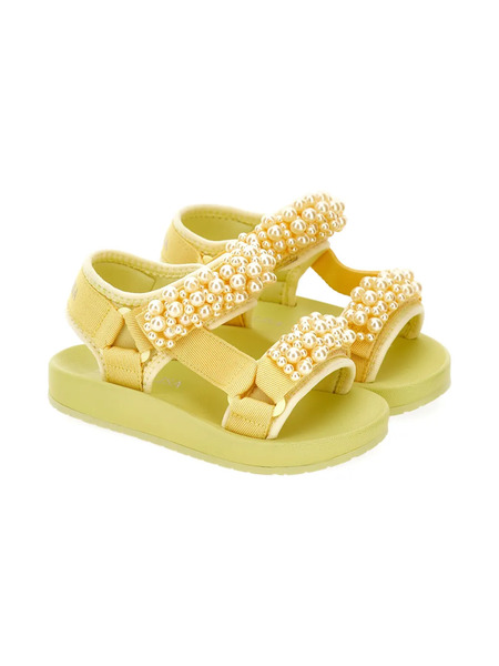  Monnalisa Pearl Embellished Sandals - Yellow 