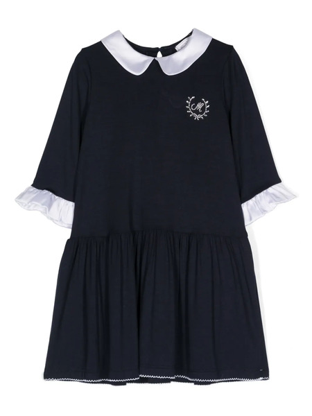  Monnalisa Peter Pan-collar Midi Dress - Blue 