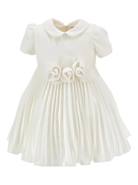  Monnalisa Pleated Dress - White 