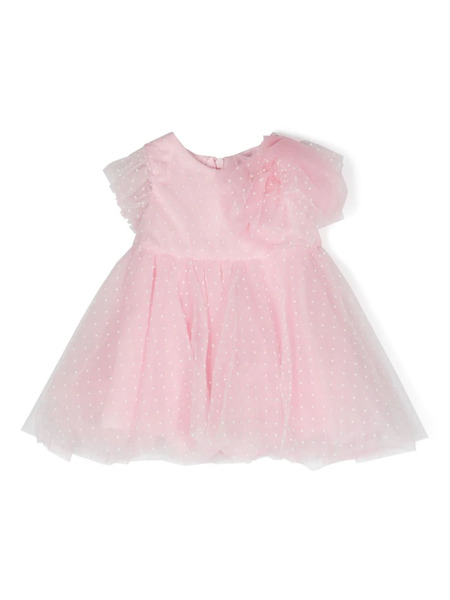  Monnalisa Point D’esprit Flared Dress - Pink 