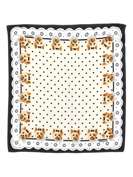  Monnalisa Polka-dot Dog-motif Scarf - Neutrals 