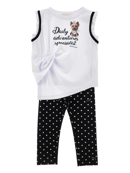  Monnalisa Polka-dot Trousers Set - White 