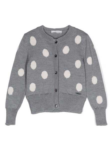  Monnalisa Polka-dot Wool Cardigan - Grey 
