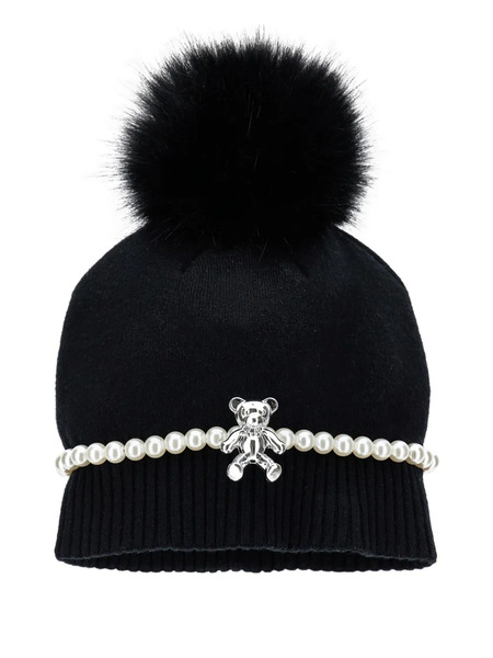  Monnalisa Pom-pom Beanie - Black 