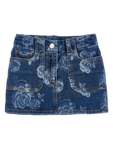  Monnalisa Printed Denim Skirt - Blue 