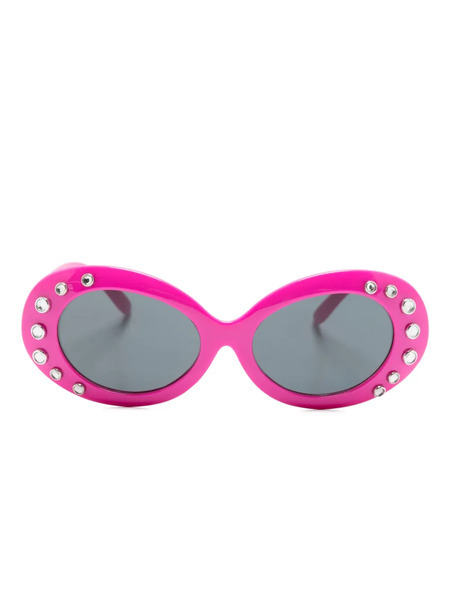  Monnalisa Rhinestone-embellished Oval-frame Sunglasses - Pink 