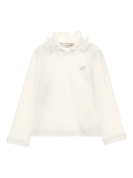  Monnalisa Ribbed-knit Jumper - White 