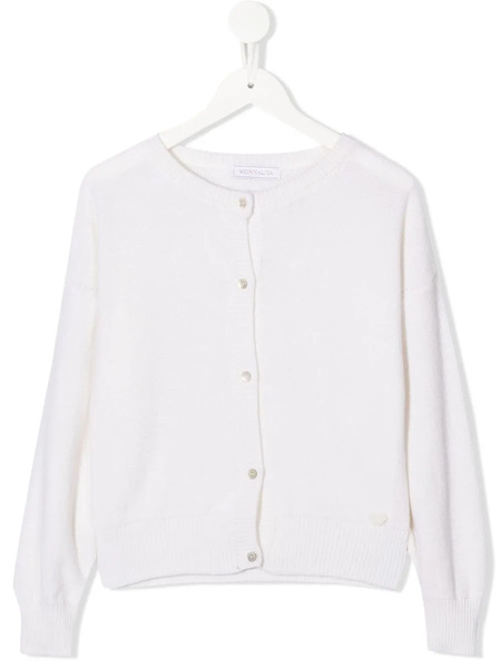  Monnalisa Round Neck Cardigan - Neutrals 