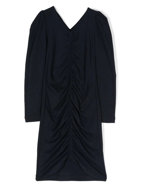  Monnalisa Ruched V-neck Midi Dress - Blue 