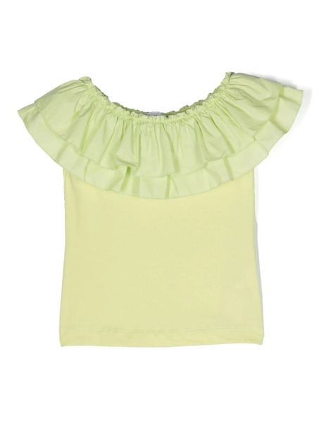  Monnalisa Ruffle-trimmed Cotton Top - Green 