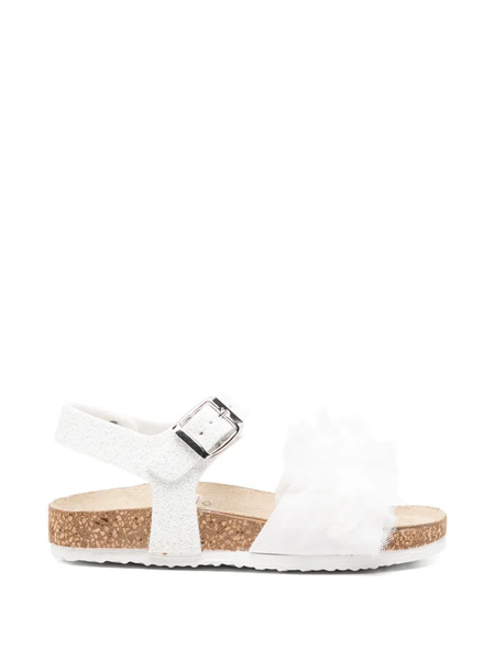  Monnalisa Ruffled Buckle Sandals - White 