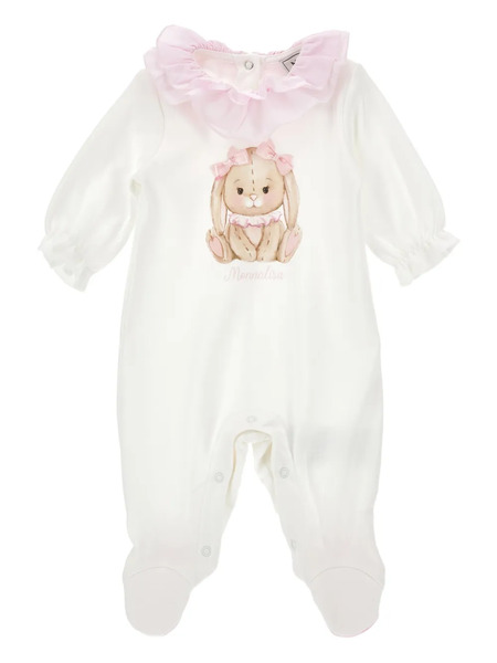 Monnalisa Ruffled-collar Graphic Pyjamas - White 