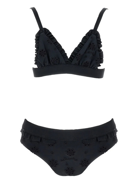  Monnalisa Ruffled Floral Bikini - Black 