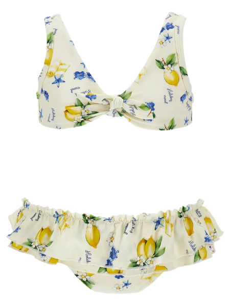  Monnalisa Ruffled Printed Bikini - Neutrals 