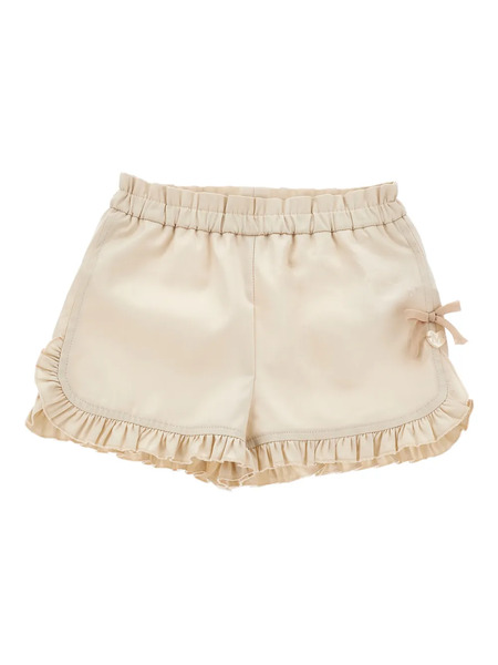  Monnalisa Ruffled-trim Bow-detail Shorts - Neutrals 