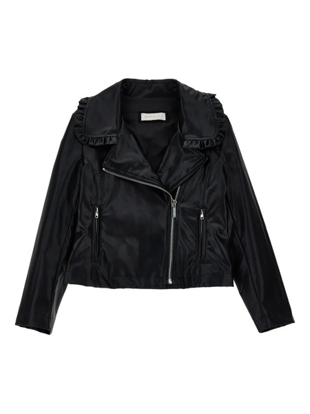  Monnalisa Ruffled Zip Jacket - Black 