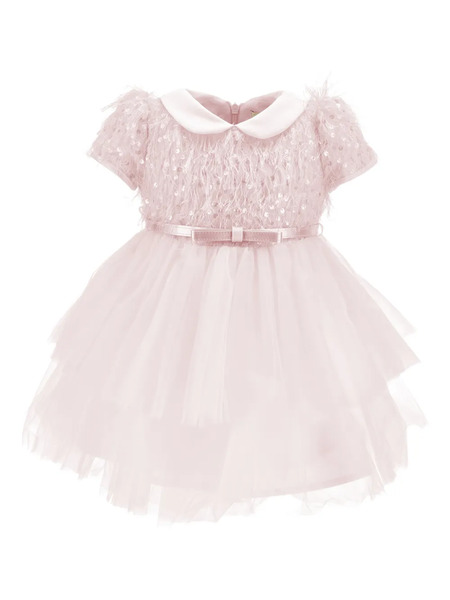  Monnalisa Sequin Collared Dress - Pink 