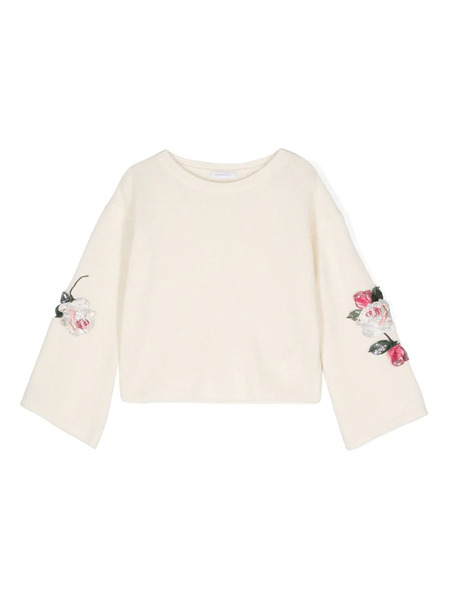  Monnalisa Sequin-embellished Knitted Top - White 