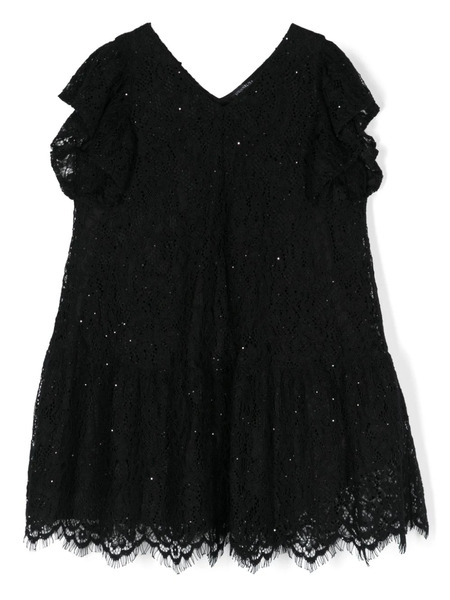  Monnalisa Sequin-embellished Lace Dress - Black 