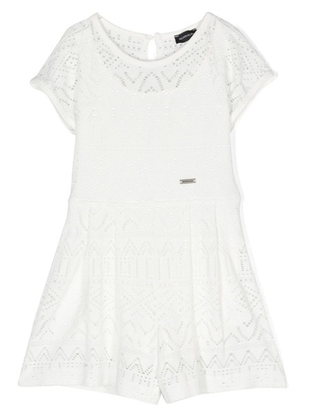  Monnalisa Short-sleeved Lace Jumpsuit - White 