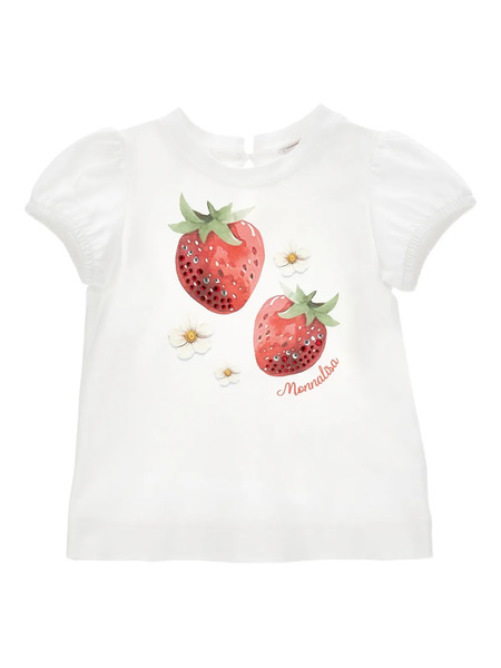  Monnalisa Strawberry-print T-shirt - White 