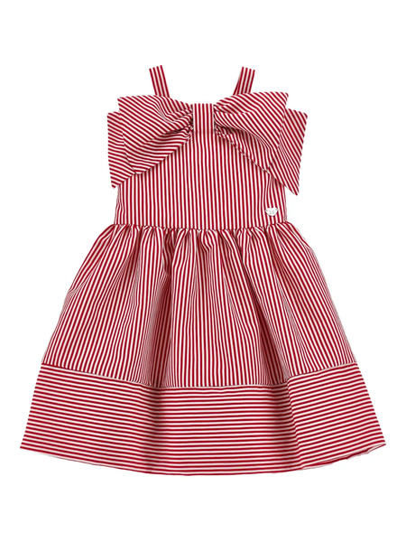  Monnalisa Striped Bow Dress - Red 