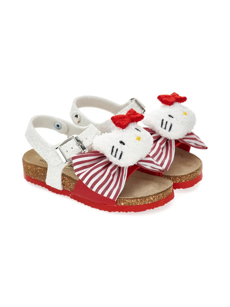  Monnalisa Striped Bow Sandals - Red 