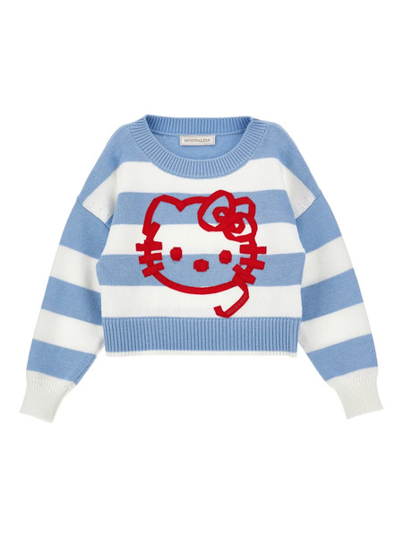  Monnalisa Striped-pattern Sweater - Blue 