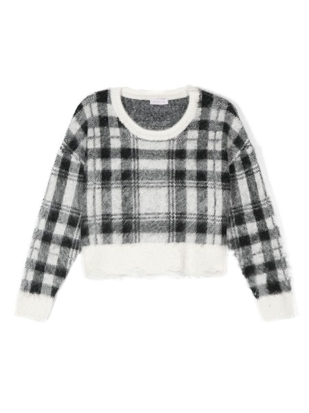  Monnalisa Tartan-check Distressed Jumper - Black 