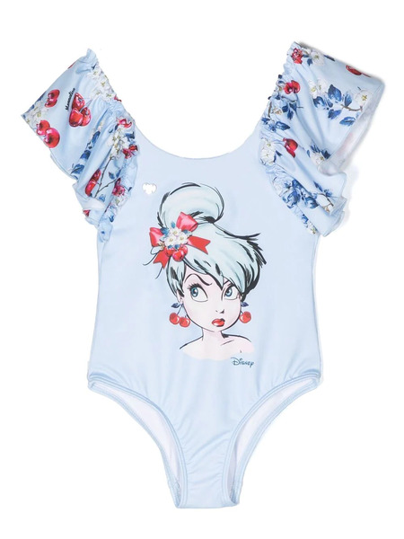  Monnalisa Tinkerbell Ruffled Swimsuit - Blue 