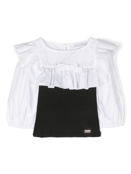  Monnalisa Two-tone Ruffle-detail Blouse - Black 