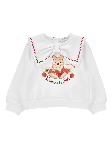  Monnalisa Winnie-print Bow-embellishment Sweatshirt - White 