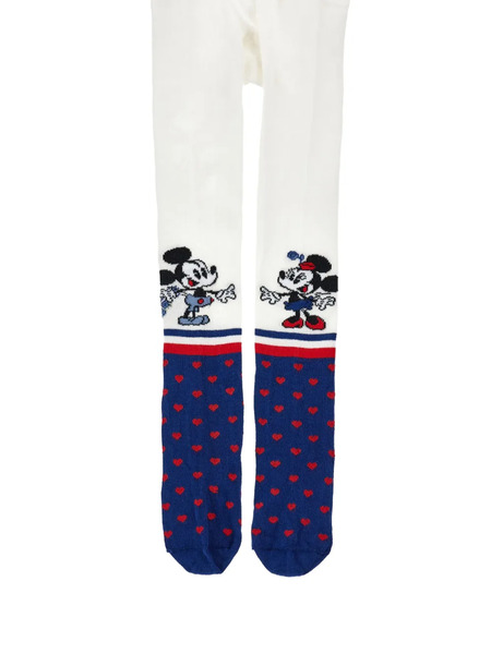  Monnalisa X Disney Mickey Mouse Heart-patterned Tights - White 