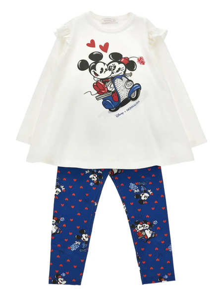  Monnalisa X Disney Ruffle-hem Top And Leggings Set - Blue 