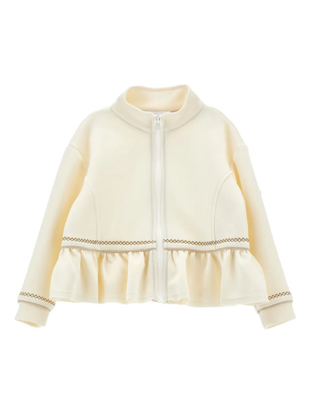  Monnalisa Zip-up Bomber Jacket - White 