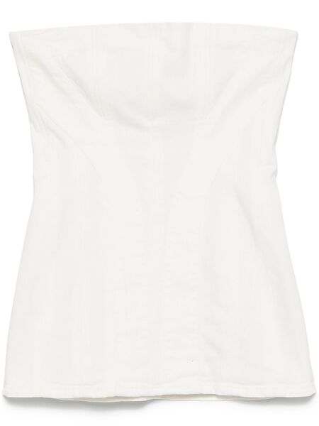  Mônot Strapless Denim Mini Dress - White 