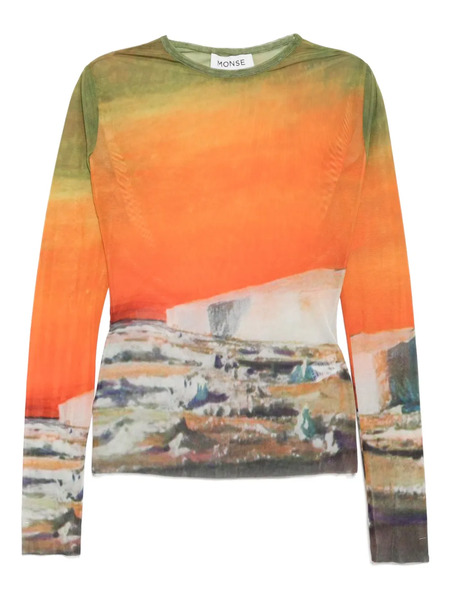  Monse All-over Graphic Print Top - Orange 