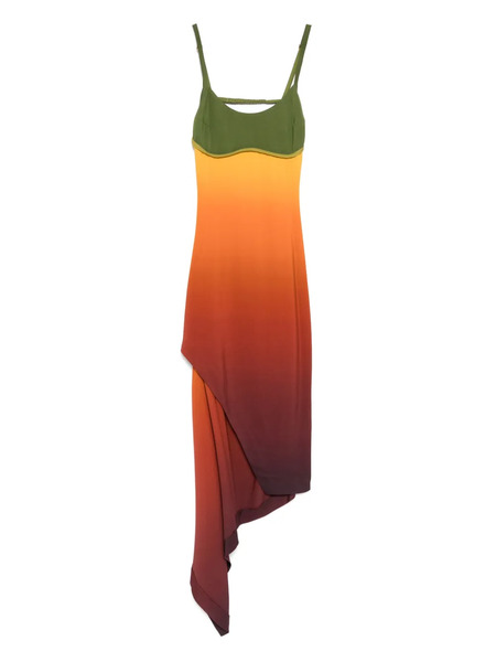  Monse Back Cut-out Ombré Jersey Dress - Orange 