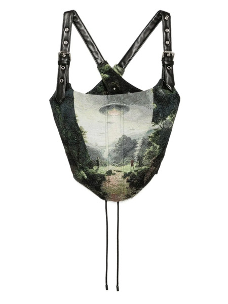 Monse Harness Tapestry Bustier Vest - Black 